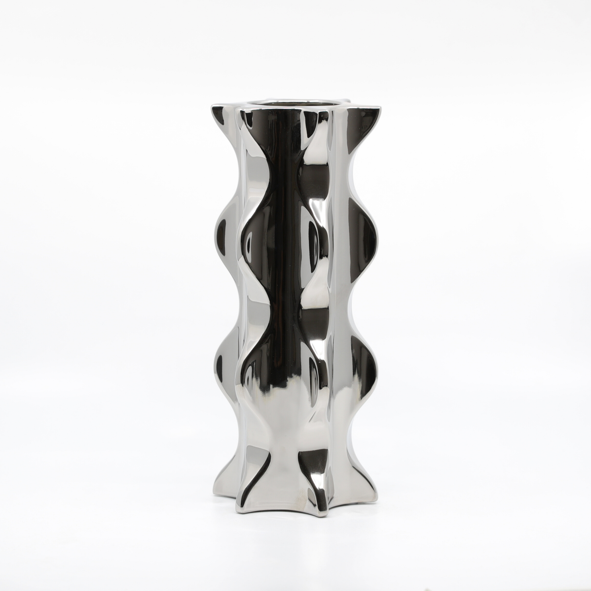 Ceramic Vase | Ripple Series - Silver