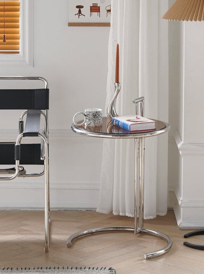 Eileen Gray Replica Adjustable E1027 Side Table Glass