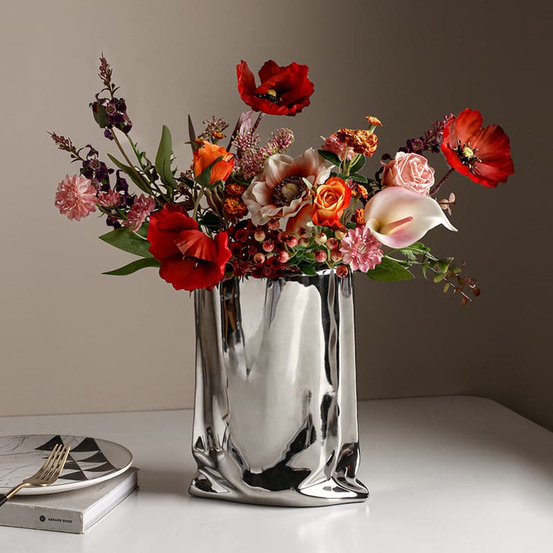 Ceramic Vase | Silver Paper Bag