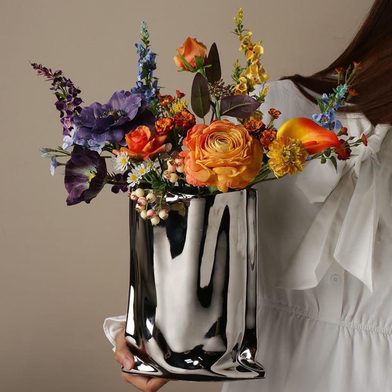 Ceramic Vase | Silver Paper Bag