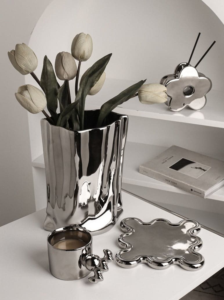 Ceramic Vase | Silver Paper Bag