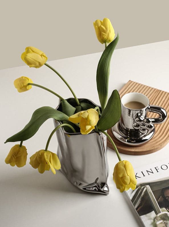 Ceramic Vase | Silver Paper Bag