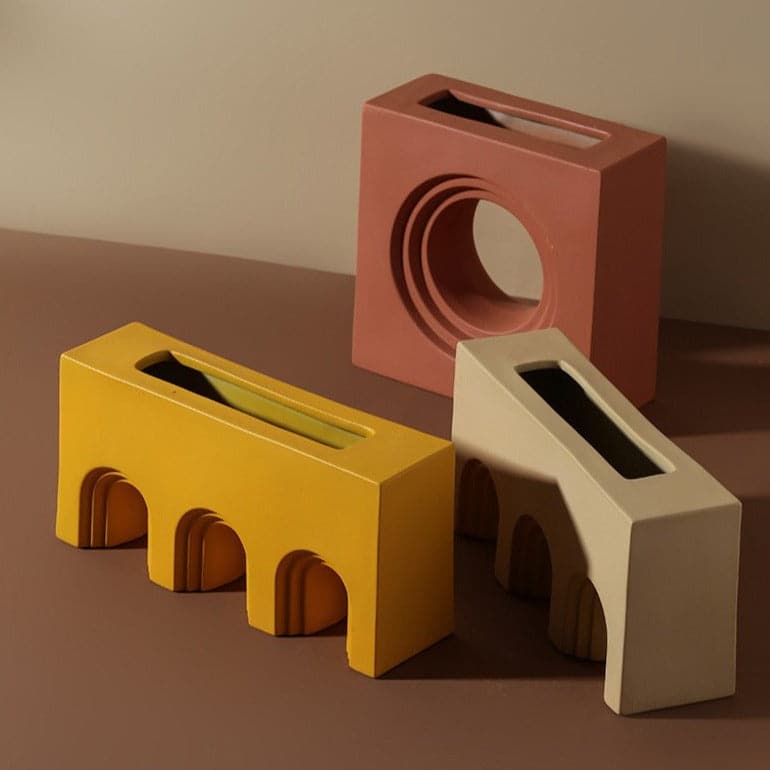 Ceramic Vase | Geometric - Red