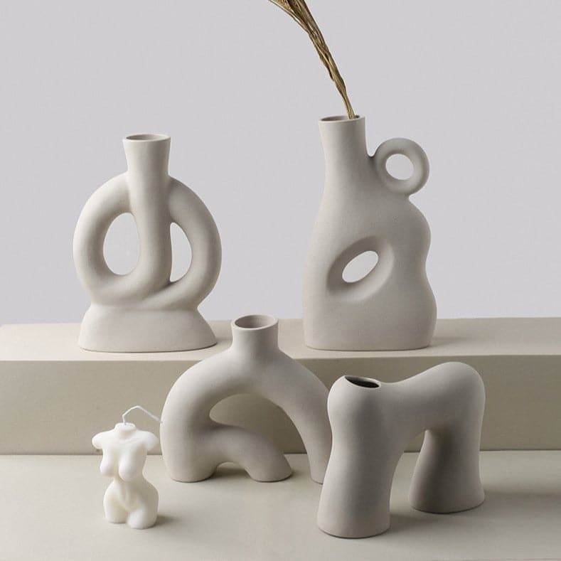 Abstract Grey Ceramic Vase Series