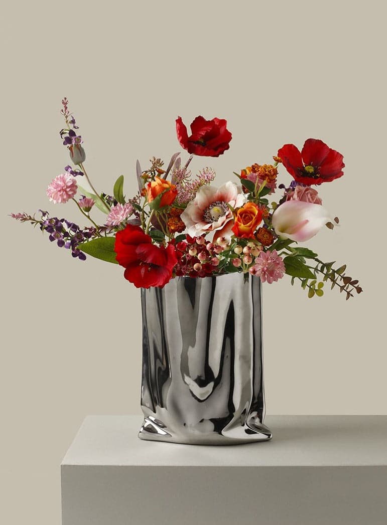 Ceramic Vase | Silver Paper Bag