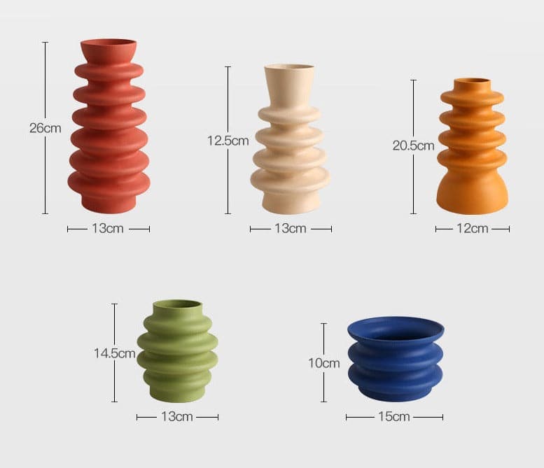 Ceramic Vase | Ribbed Series - Green